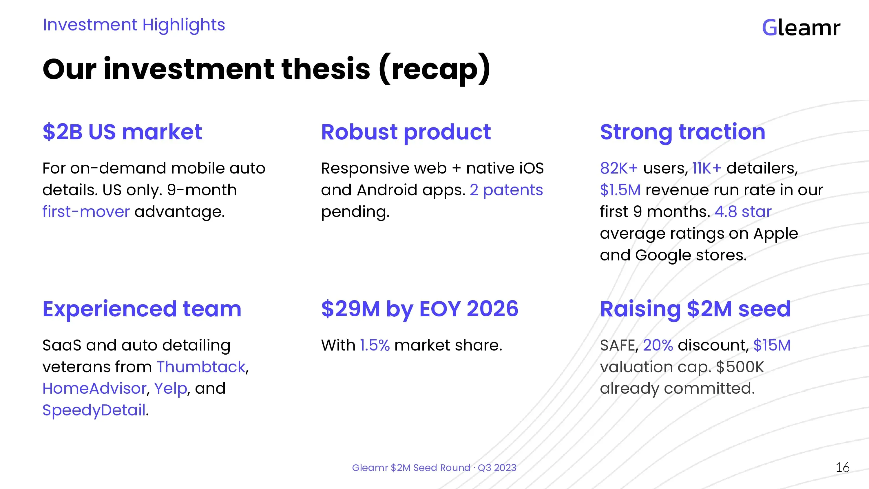 Free Pitch Deck Template - Summary Slide