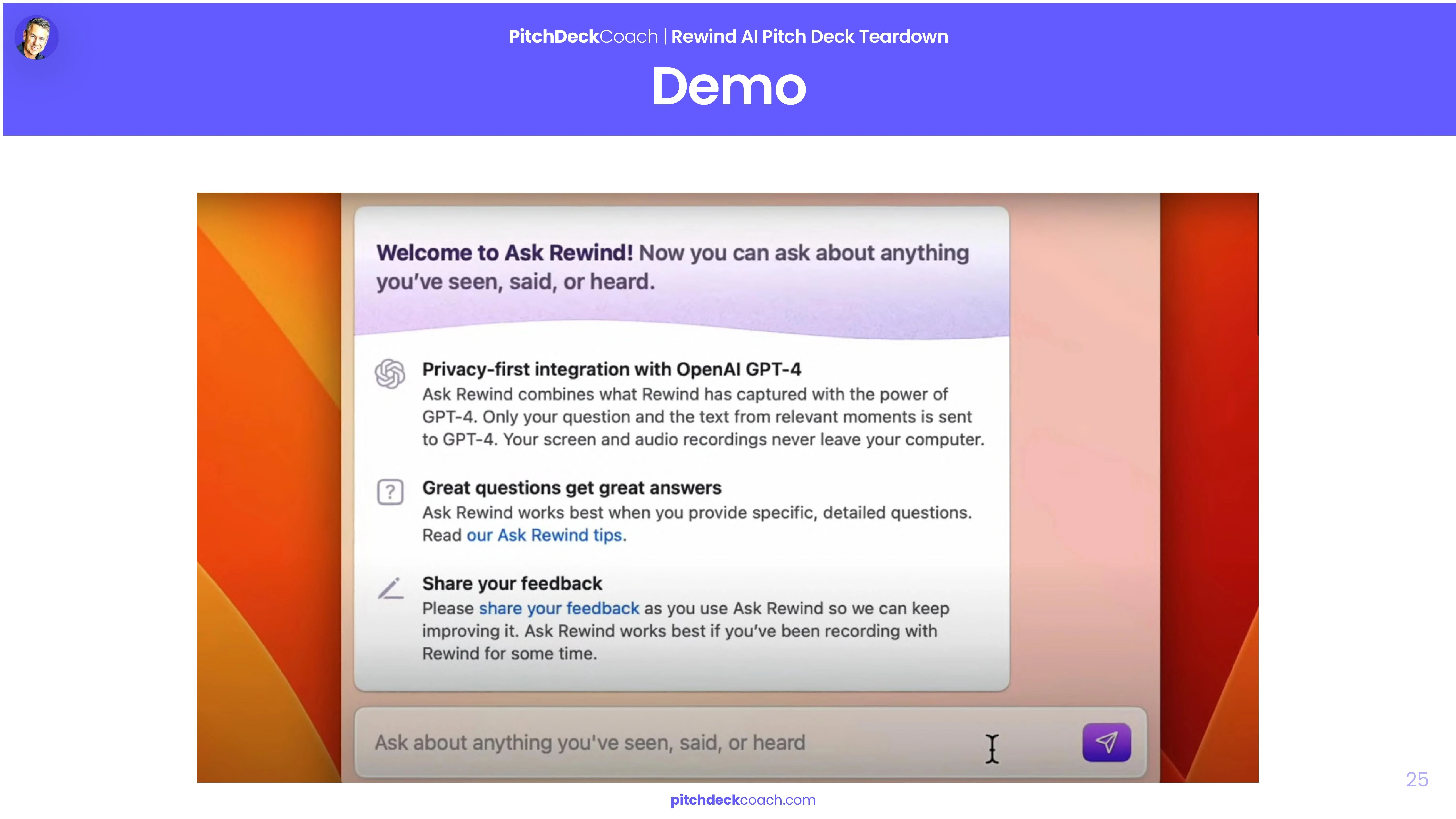 Rewind Pitch Deck Template — Demo Slide