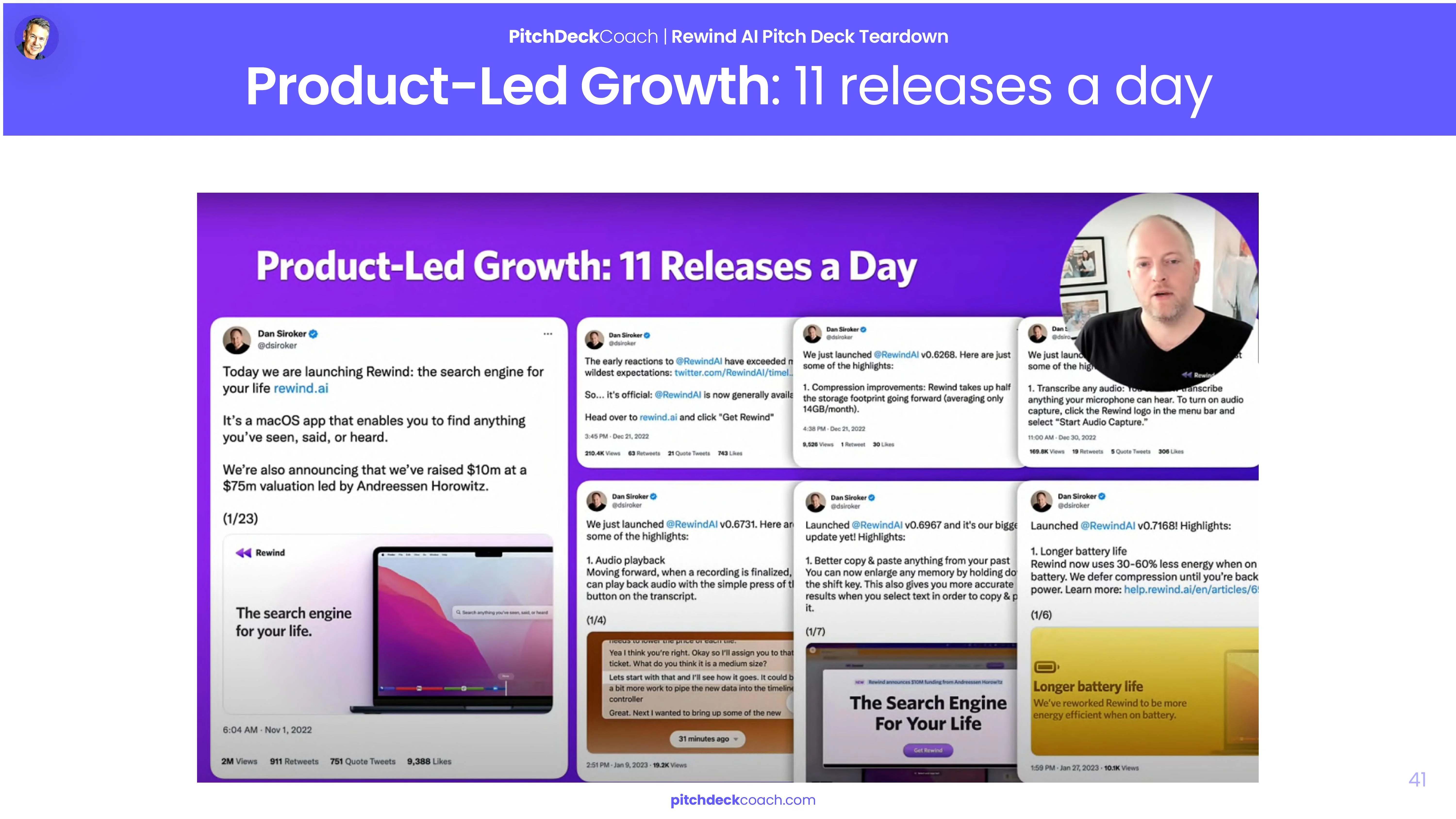 Rewind Pitch Deck Template — Product-Led Growth Slide