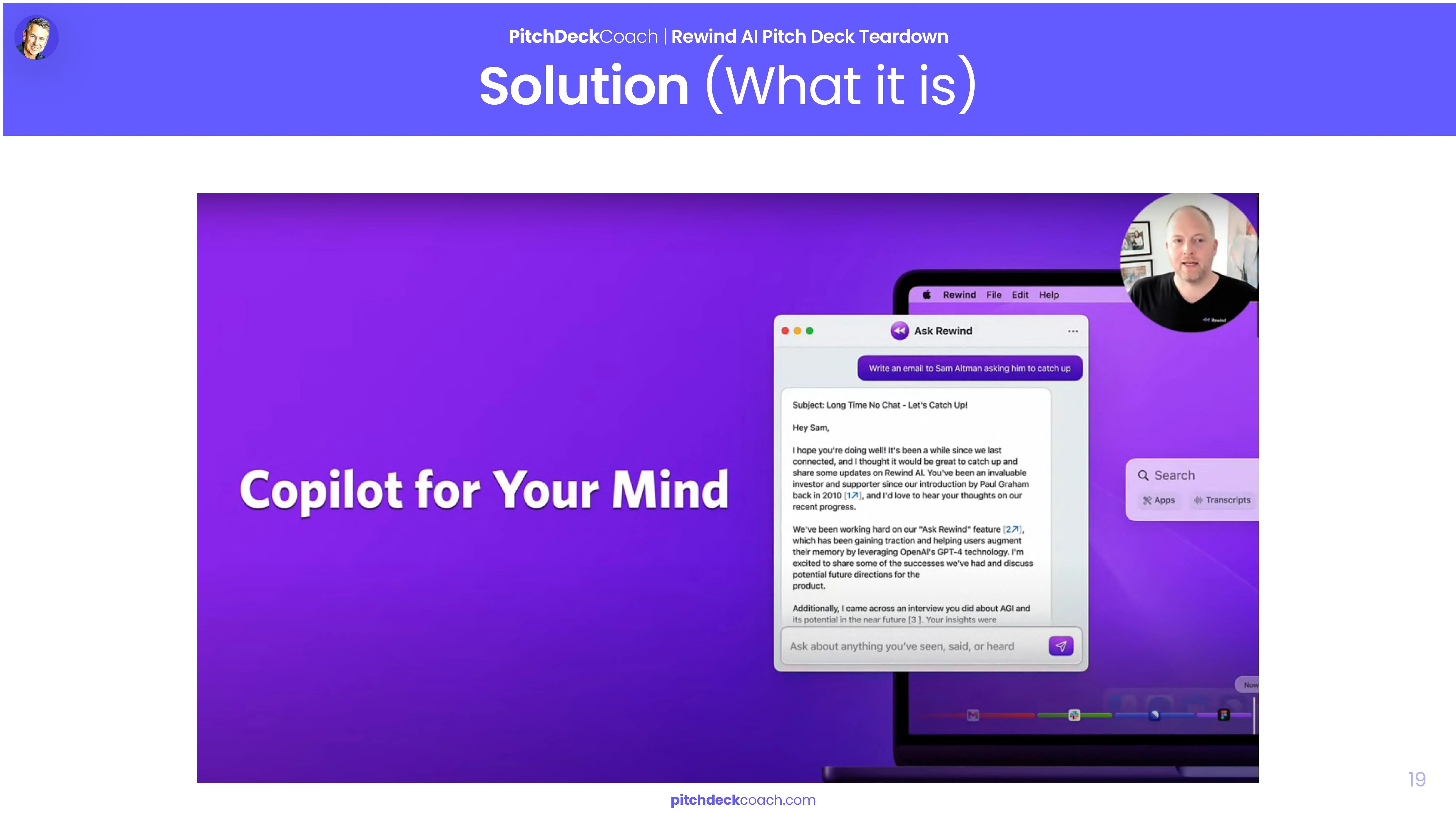 Rewind Pitch Deck Template — Solution Slide (What it is) 2